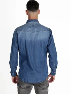 Guy Camicia in jeans da uomo a maniche lunghe