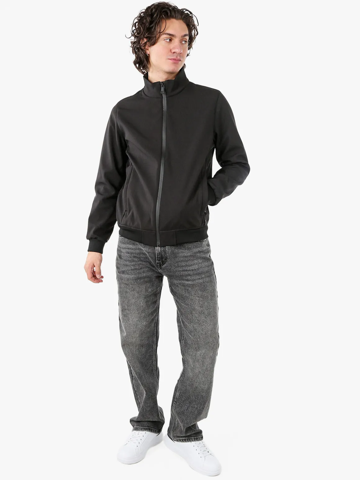 Guy Giacca da uomo con zip e interno in pile - nero