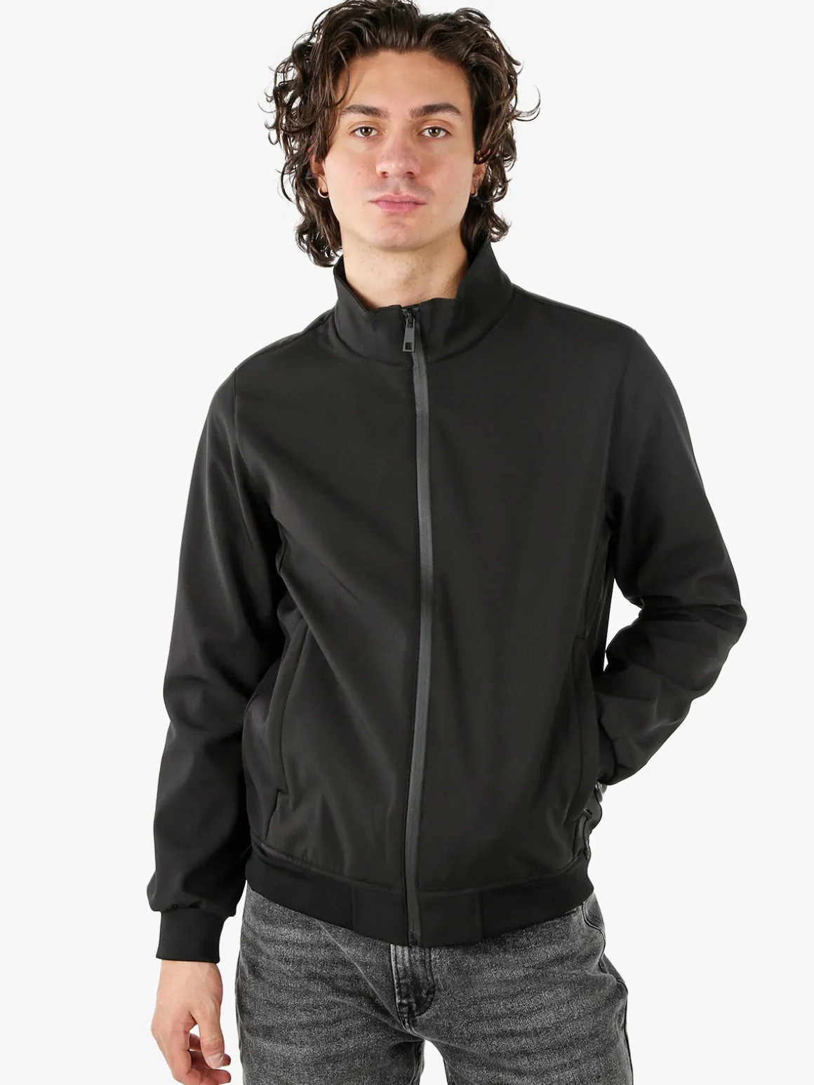 Guy Giacca da uomo con zip e interno in pile - nero