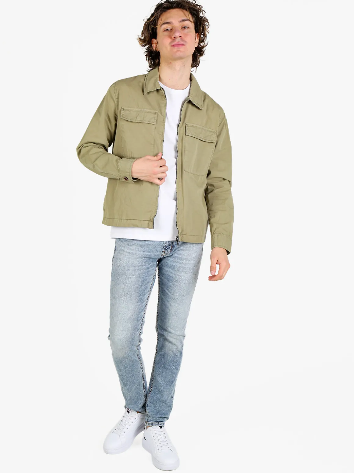 Guy Giacca da uomo in cotone con zip e tasconi