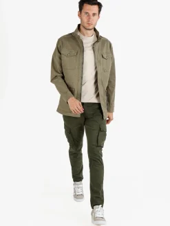 Guy Giacca da uomo modello parka con bottoni e zip