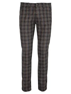Guy Pantalone slim a quadri con risvolti
