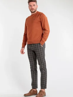 Guy Pantalone slim a quadri con risvolti