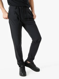 Guy Pantaloni casual da uomo in tessuto tecnico con coulisse - nero