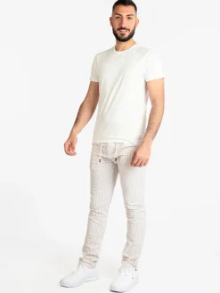 Guy Pantaloni rigati in cotone con coulisse da uomo
