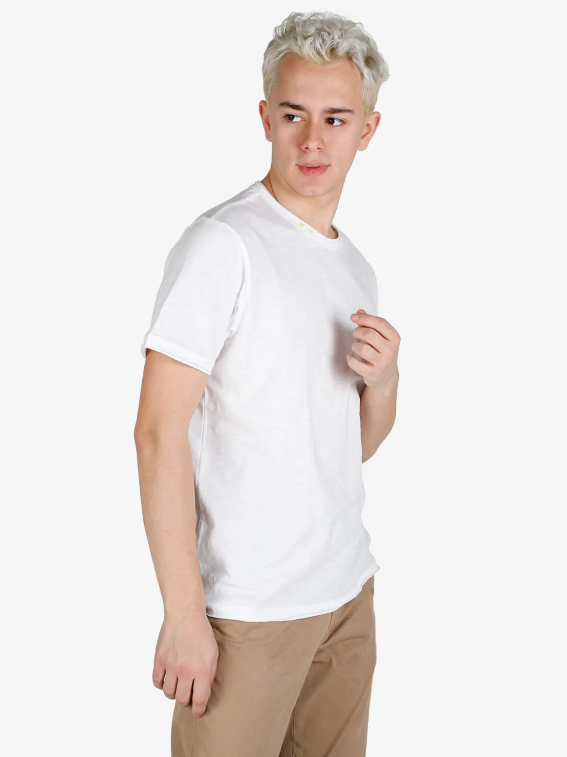 Guy T-shirt da uomo in cotone con bottoni sullo scollo