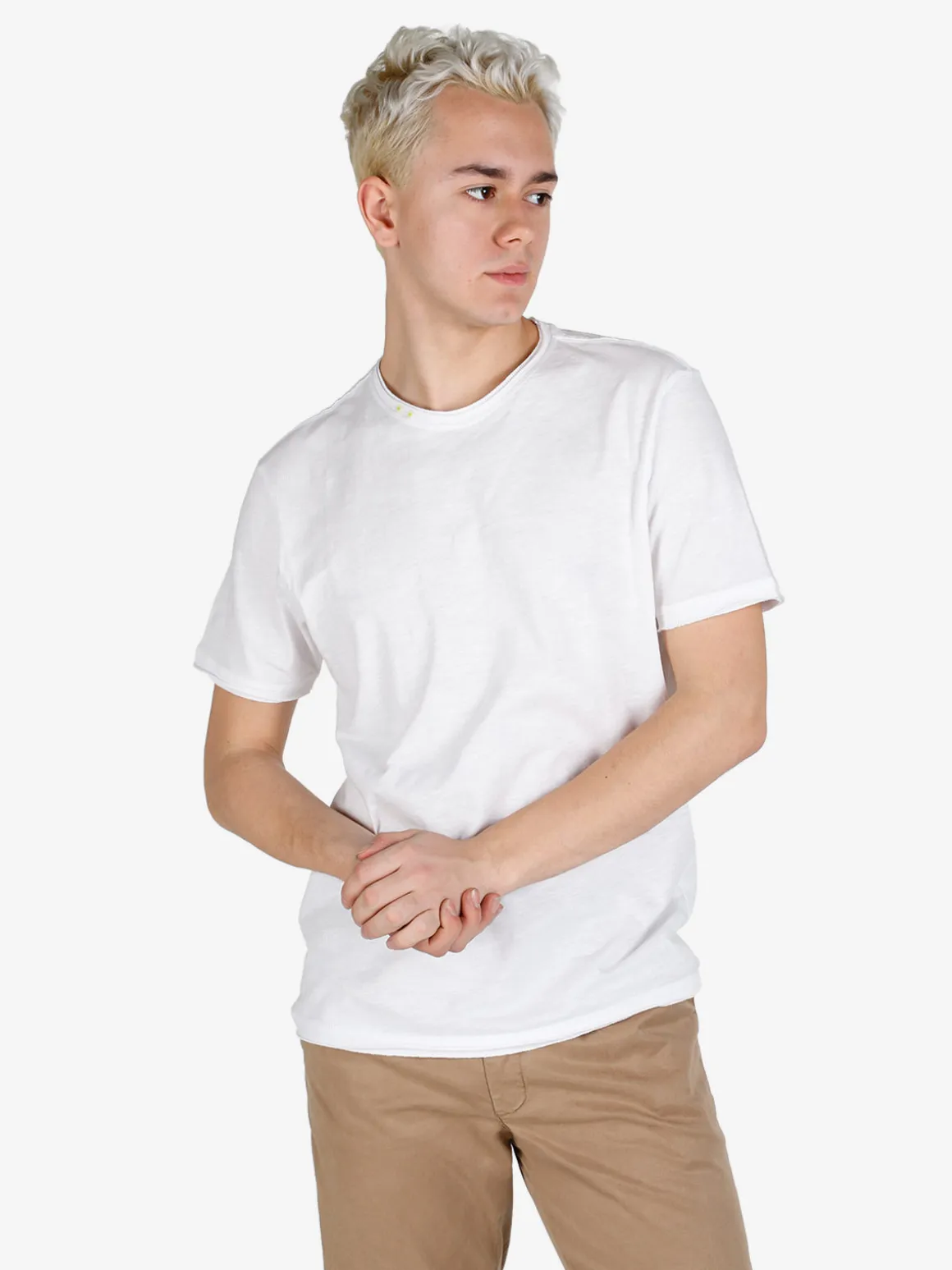 Guy T-shirt da uomo in cotone con bottoni sullo scollo