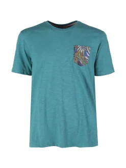 Guy T-shirt da uomo in cotone con taschino floreale
