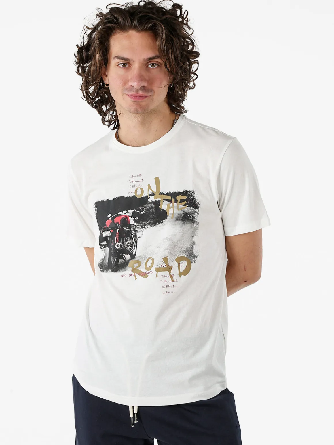 Guy T-shirt da uomo in cotone con stampa - bianco