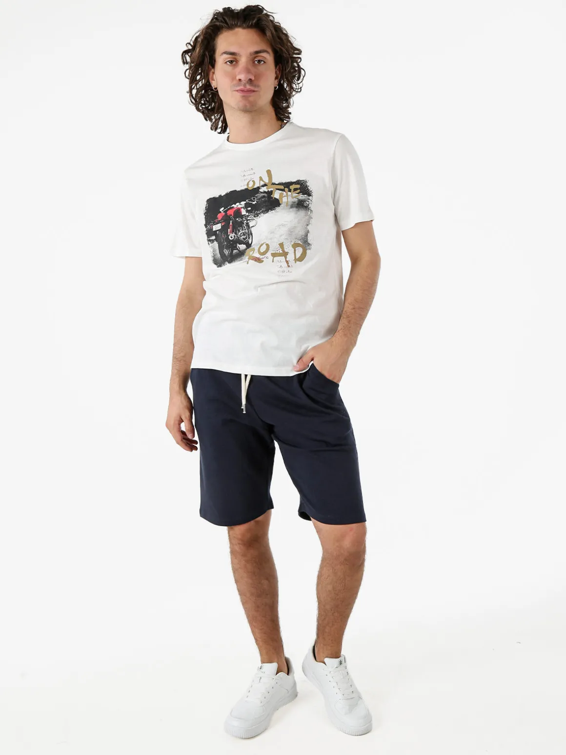 Guy T-shirt da uomo in cotone con stampa - bianco
