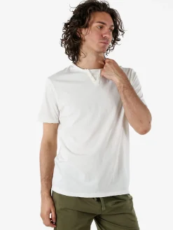 Guy T-shirt da uomo in cotone con bottoncini sullo scollo - bianco
