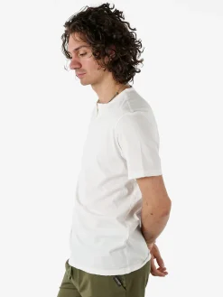 Guy T-shirt da uomo in cotone con bottoncini sullo scollo - bianco