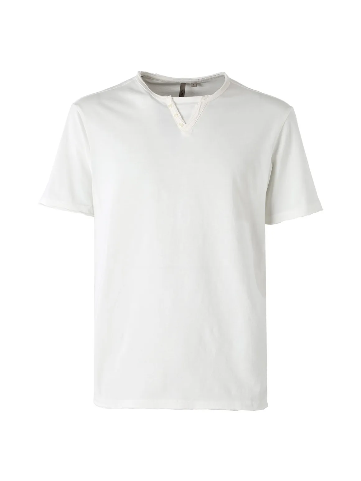 Guy T-shirt da uomo in cotone con bottoncini sullo scollo - bianco
