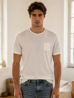 Guy T-shirt da uomo in cotone con taschino