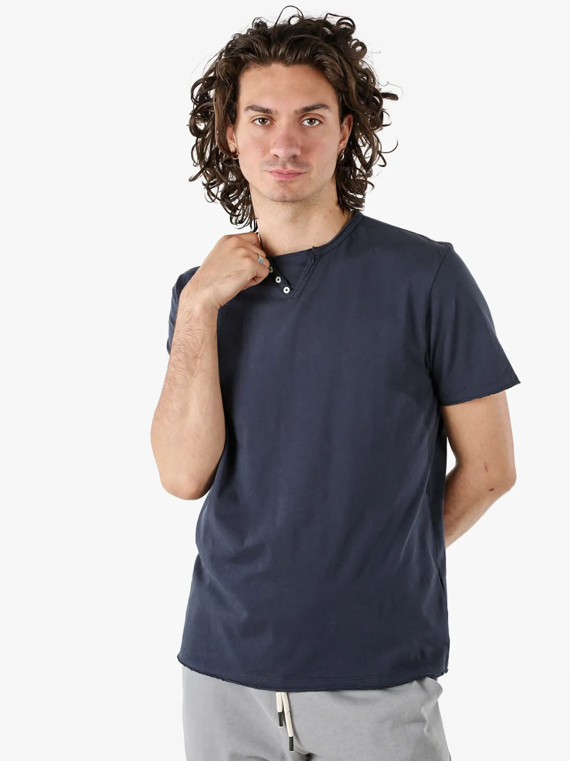 Guy T-shirt da uomo in cotone con stampa - blu