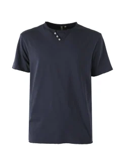 Guy T-shirt da uomo in cotone con bottoncini sullo scollo - blu suro