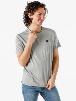 Guy T-shirt girocollo da uomo in cotone con taschino - grigio