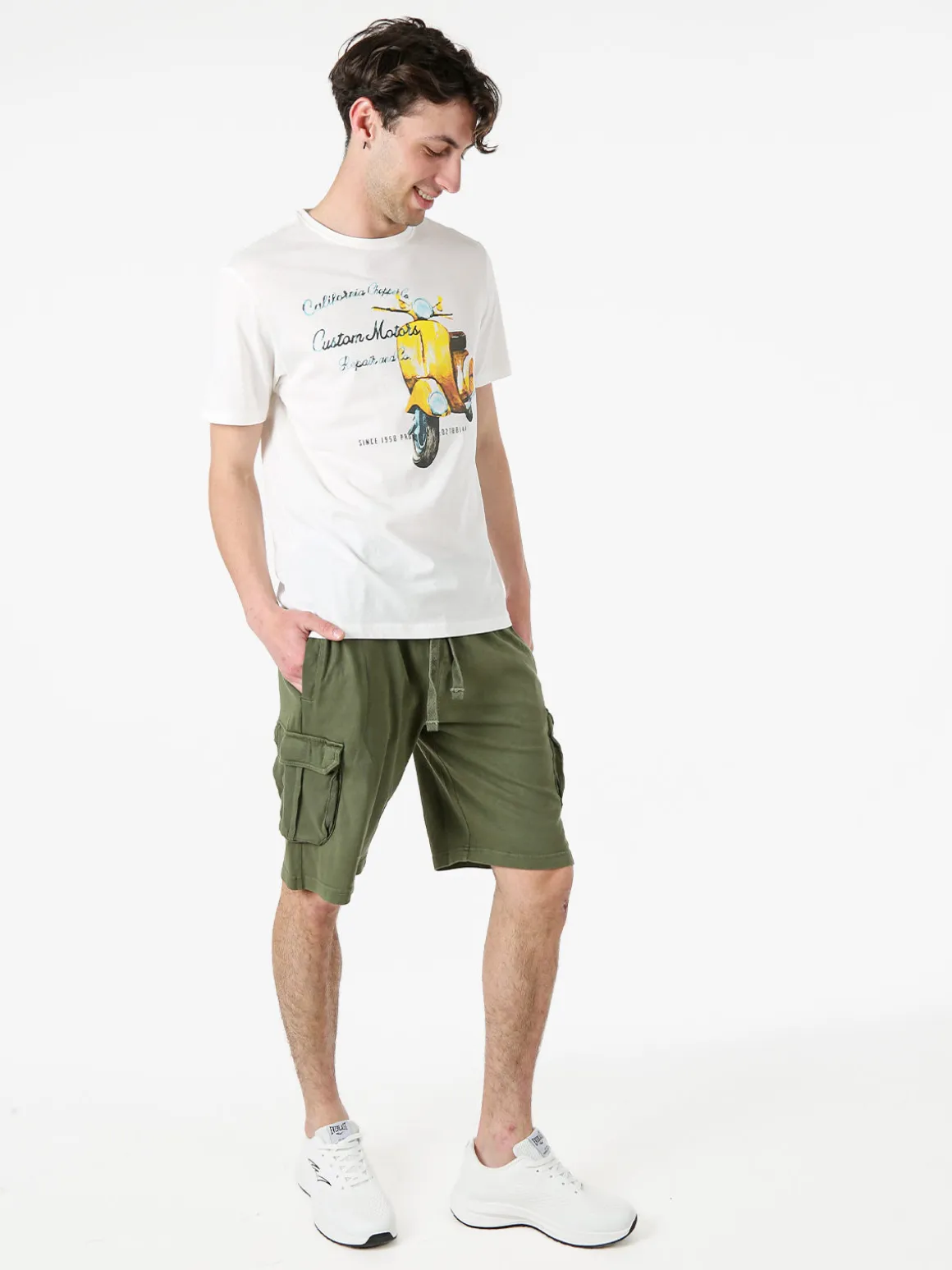 Guy T-shirt girocollo da uomo in cotone con stampa - bianco