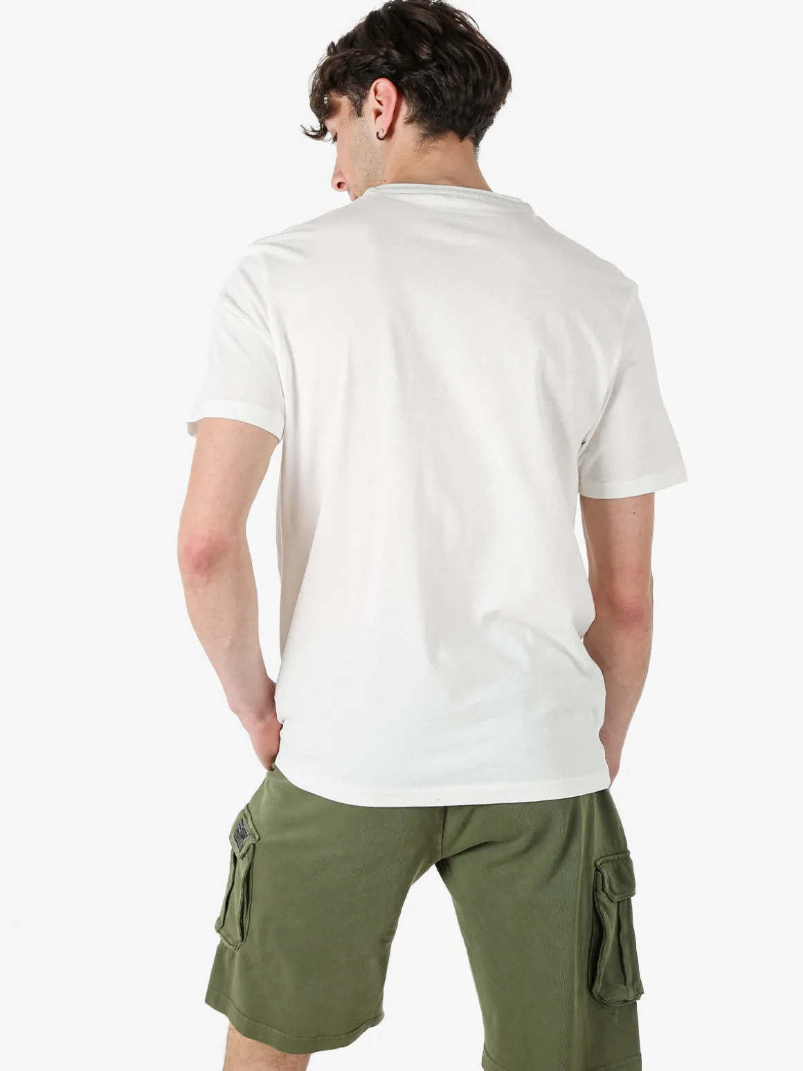 Guy T-shirt girocollo da uomo in cotone con stampa - bianco