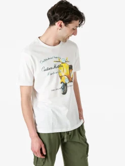 Guy T-shirt girocollo da uomo in cotone con stampa - bianco