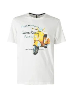 Guy T-shirt girocollo da uomo in cotone con stampa - bianco