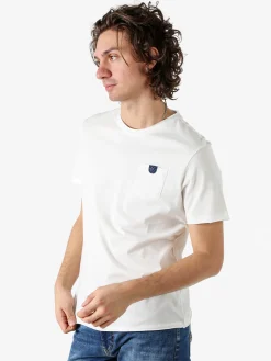 Guy T-shirt girocollo da uomo in cotone con taschino - bianco