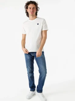 Guy T-shirt girocollo da uomo in cotone con taschino - bianco
