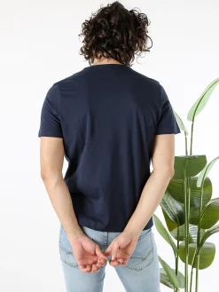 Guy T-shirt girocollo da uomo in cotone - blu scuro