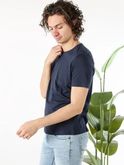 Guy T-shirt girocollo da uomo in cotone - blu scuro