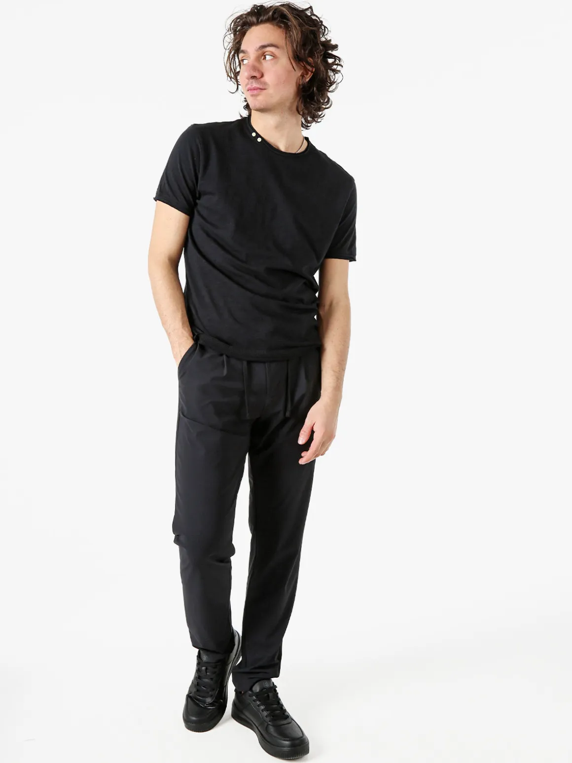 Guy T-shirt girocollo da uomo in cotone - nero