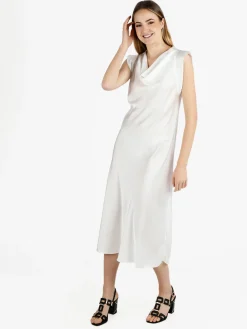 Hdl Milano Abito lungo da donna senza maniche con scollo a cascata