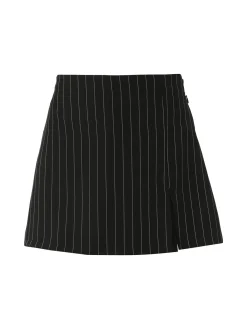 Hdl Milano Gonna a pantalone gessata da donna con piccolo spacco - nero