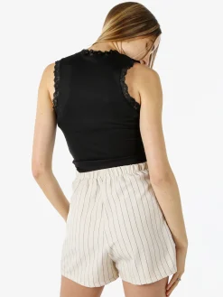 Hdl Milano Top donna elasticizzato con dettagli di pizzo - rosa