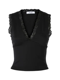 Hdl Milano Top donna elasticizzato con dettagli di pizzo - rosa