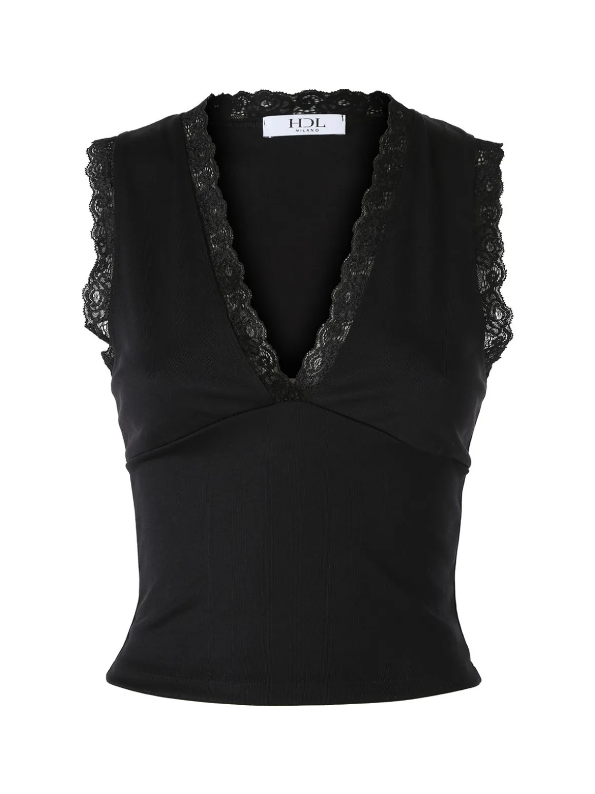 Hdl Milano Top donna elasticizzato con dettagli di pizzo - rosa