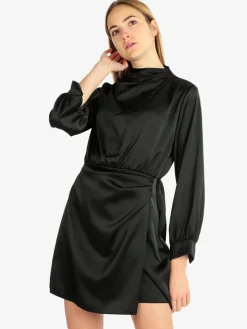 Hdl Milano Vestito donna manica lunga effetto raso