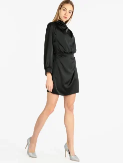 Hdl Milano Vestito donna manica lunga effetto raso