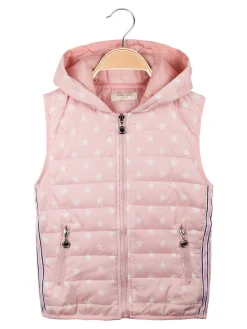 Hello Girl Gilet imbottito con cappuccio e stelle da bambina