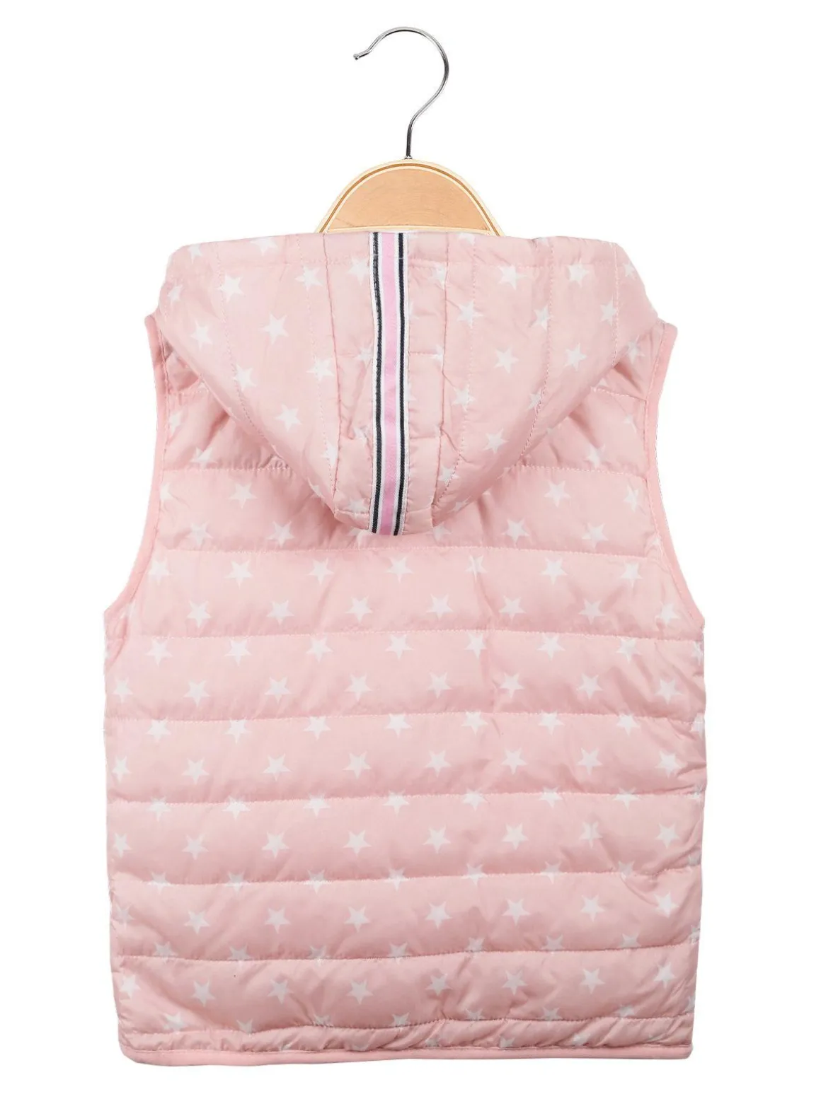 Hello Girl Gilet imbottito con cappuccio e stelle da bambina