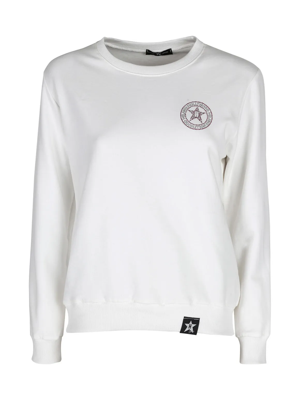 Hollywood Milano Felpa girocollo da donna sportiva con strass