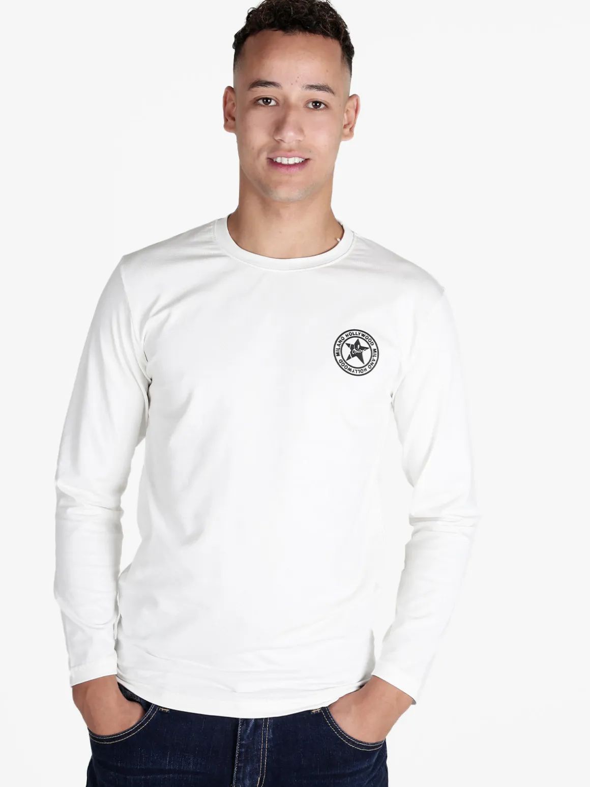 Hollywood Milano T-shirt uomo a maniche lunghe in cotone