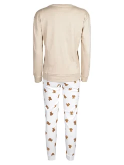 Hollywood Pigiama lungo da donna in cotone interlock con orsacchiotto