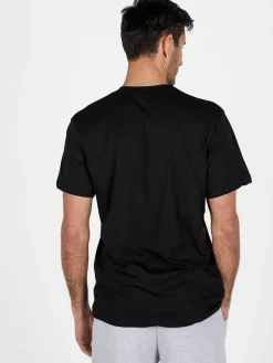 Hollywood T-shirt girocollo da uomo in cotone con patch gommata