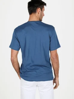 Hollywood T-shirt girocollo da uomo in cotone con patch gommata