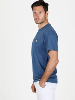 Hollywood T-shirt girocollo da uomo in cotone con patch gommata