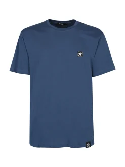 Hollywood T-shirt girocollo da uomo in cotone con patch gommata