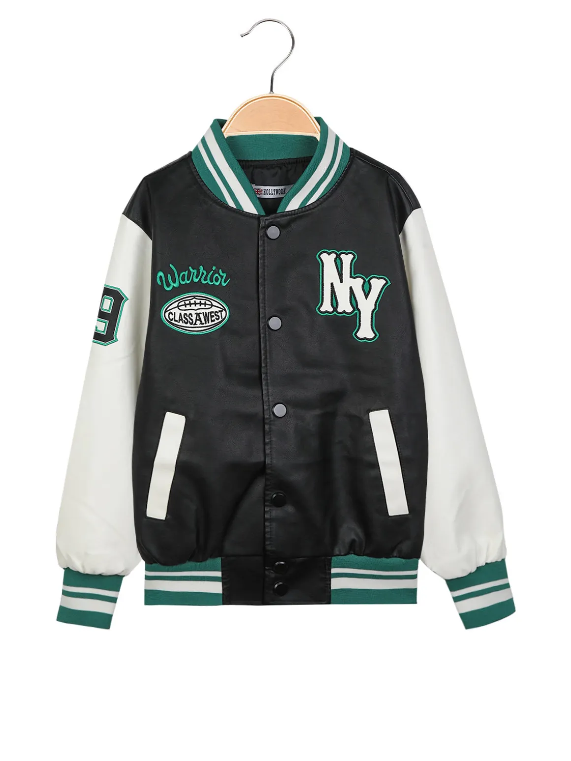 Hollywork Giacca baseball da bambino in ecopelle