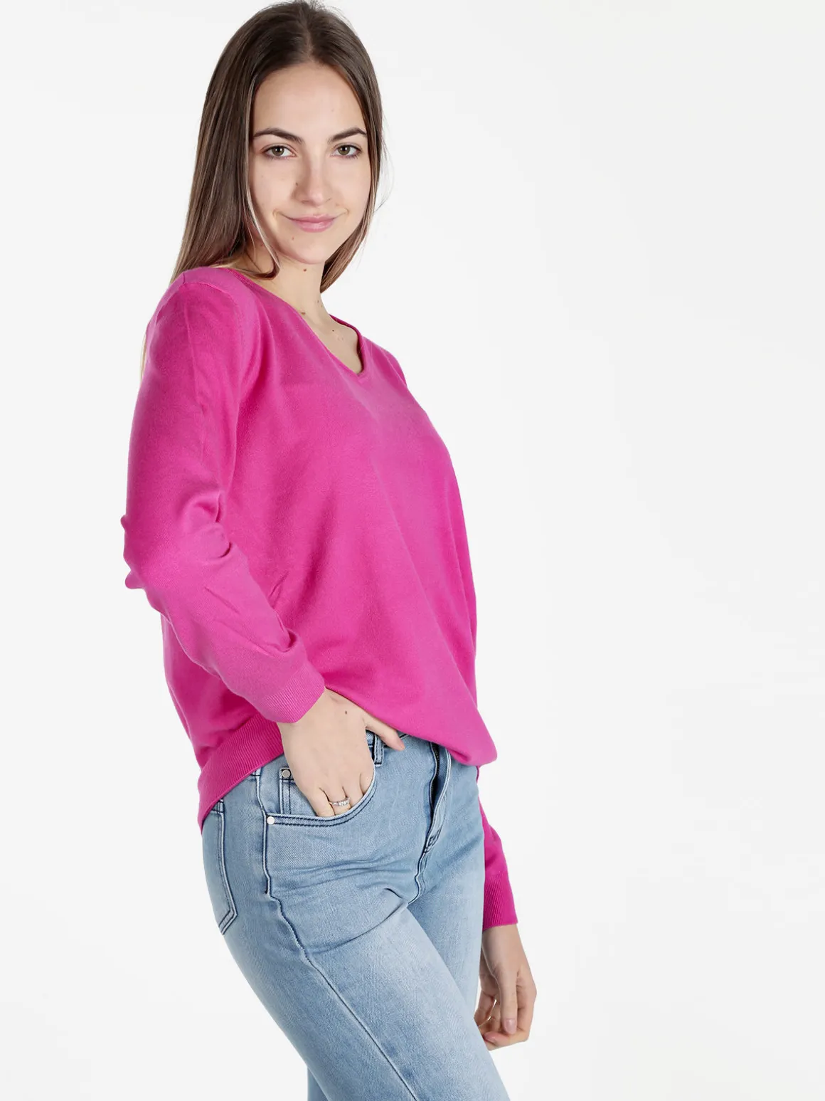 Honey Winter Pullover donna in maglia con scollo V
