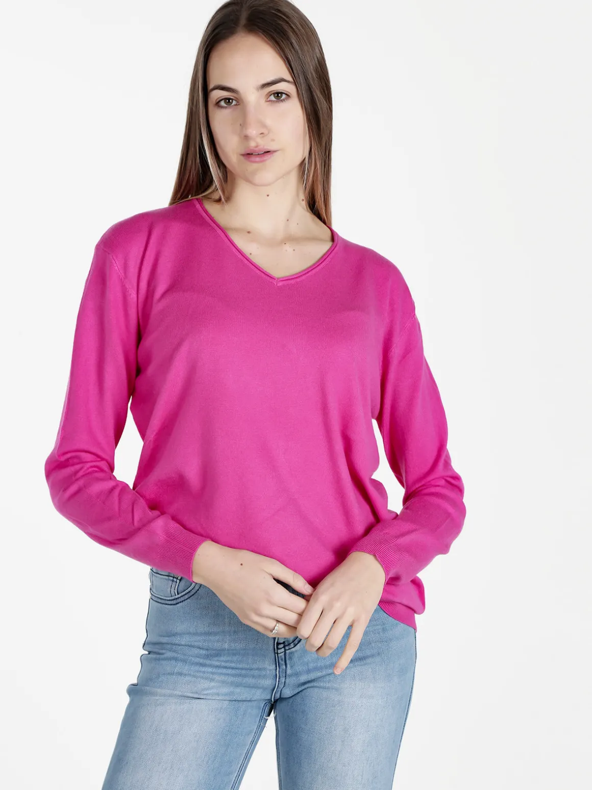 Honey Winter Pullover donna in maglia con scollo V