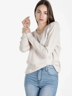 Honey Winter Pullover donna in maglia con scollo V